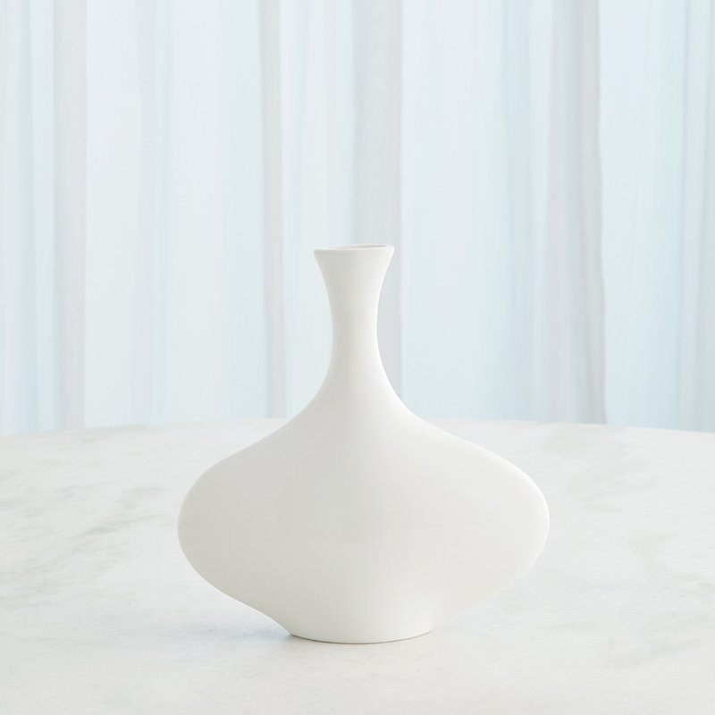 Silhouette Vase-Slim, White, Overall Height-  12"