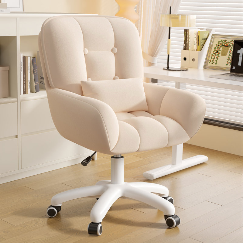 Velvet Office Chair, Beige, White