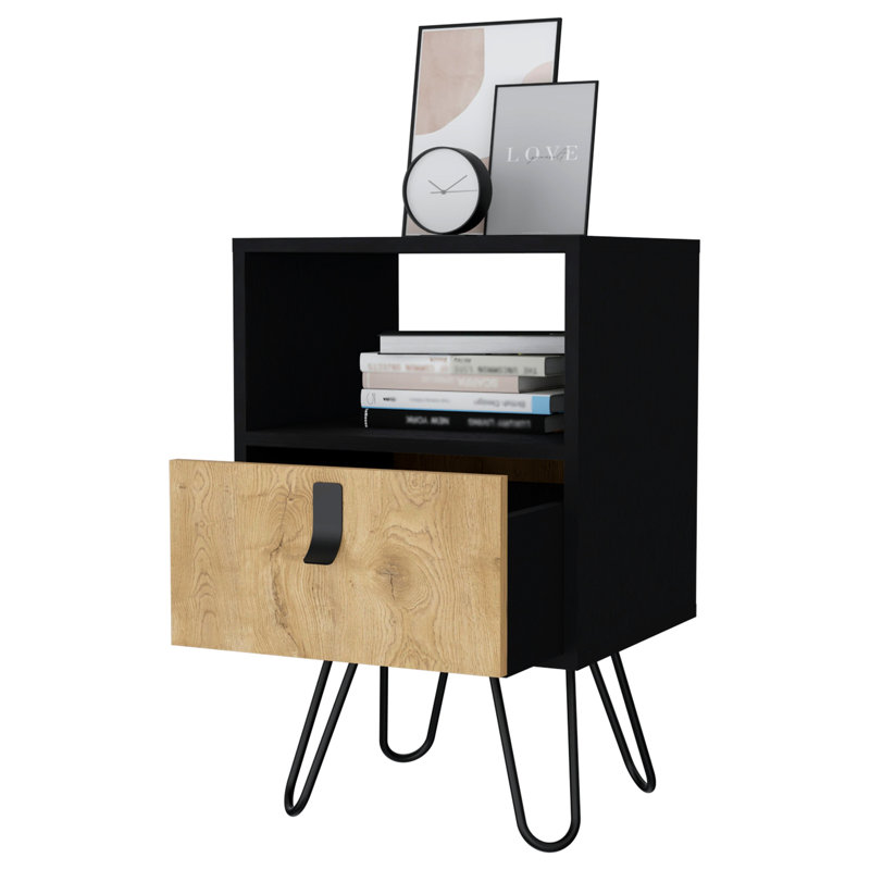 Noir et table de chevet avec tiroir - choix de rangement pratique pour la chambre à coucher, option spacieuse et moderne
