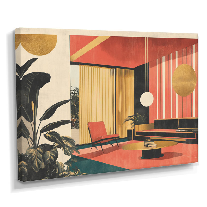 Modern Home in Pop Collage II - reproduction d'intérieur sur toile encadrée vintage, H 34 po x l 44 po, Toile tendue