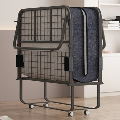 Lit simple pliant avec matelas en mousse de 5 pouces, lit escamotable 75 po x 46 po