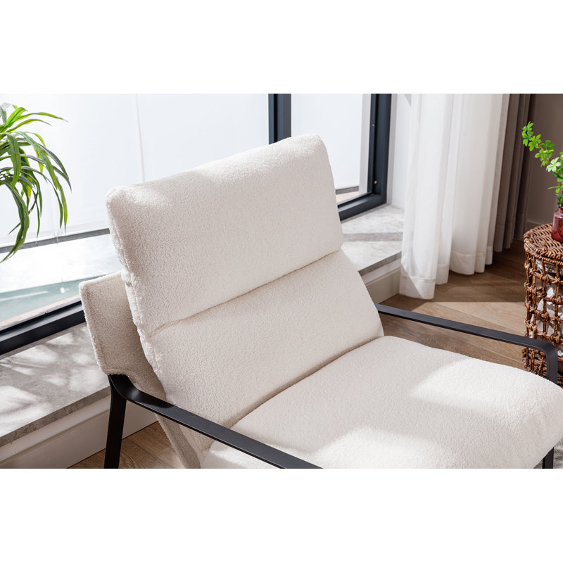 Fauteuil 29,75 pouces Cidem, Fausse fourrure blanche