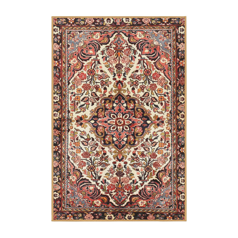 Tapis beige/rouge/noir traditionnel Gero, Rectangle 2 pi x 4 pi