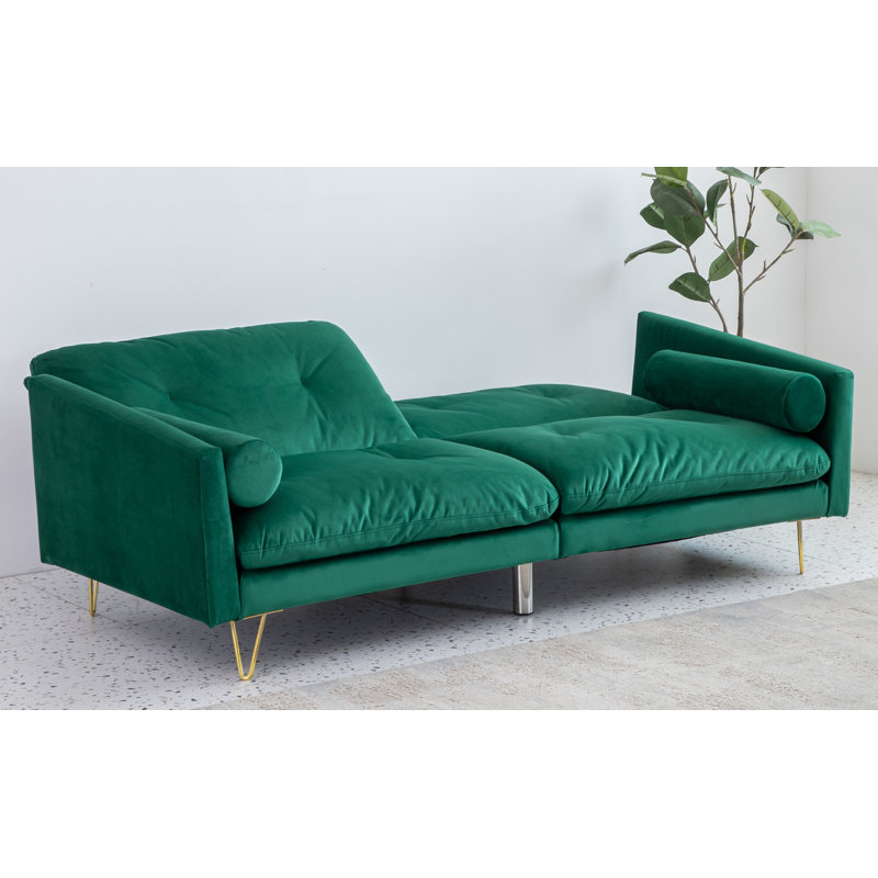 Odysseus 3 Seater Velvet Sleeper, Green