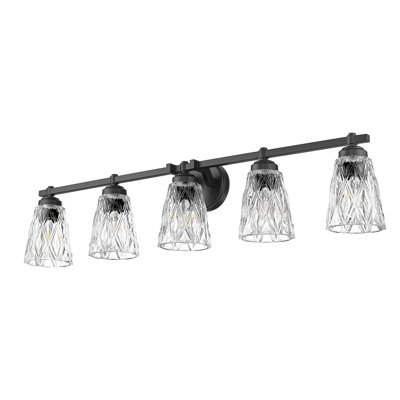 Meuble-lavabo 5 lumières noir mat Andree