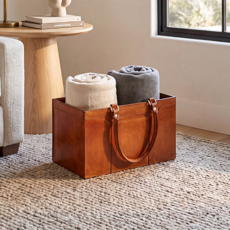 Oleander Real Leather Magazine Rack