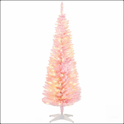 Pre-Lit Slim Artificial Christmas Tree with Warm LED Lights and Realistic Branch Tips for Compact Holiday Decorating