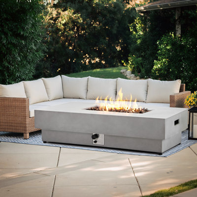 Foyer de table rectangulaire au propane 60 "avec pierres de lave - foyer extérieur au gaz 50 000 BTU pour patio ou terrasse