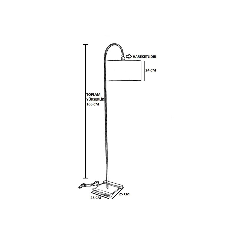 Adolar 165cm Arched Floor Lamp, Beige