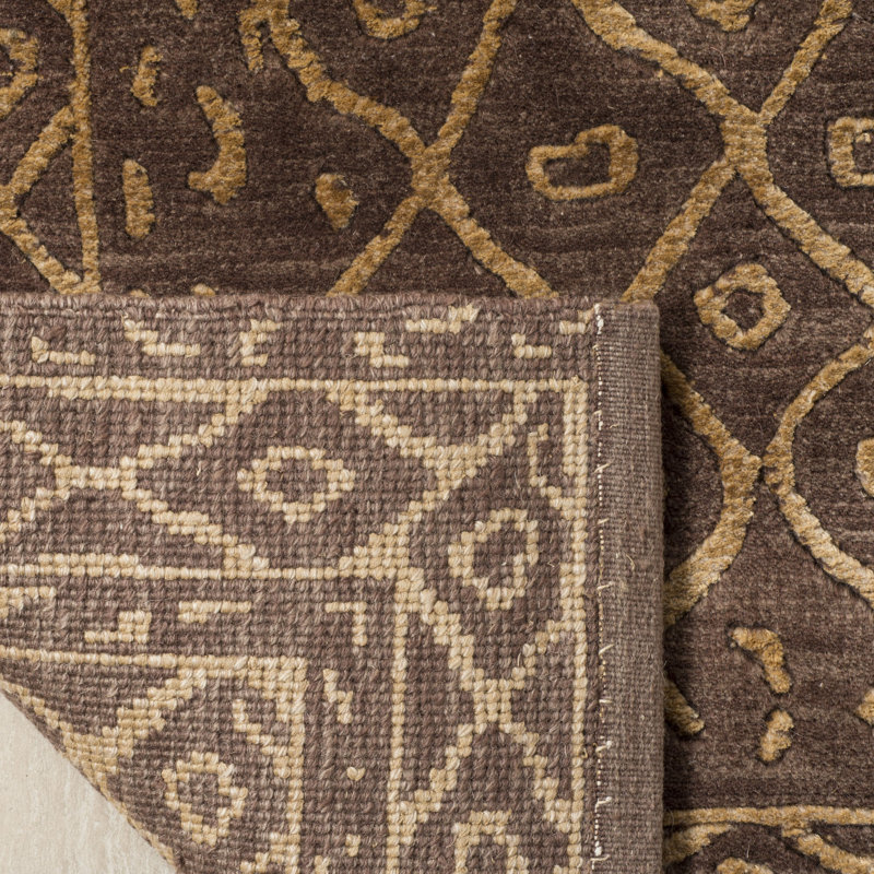 Tapis tibÃ©tain en soie et laine nouÃ© Ã  la main par Bendon, Rectangle 5 pi x 7 pi 6 po