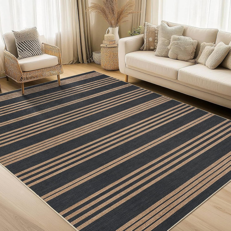 2x6 Jute Runner Rug – Washable, Non-Slip, Woven Carpet for Kitchen, Entryway, Bathroom, Laundry Room (Brown)
