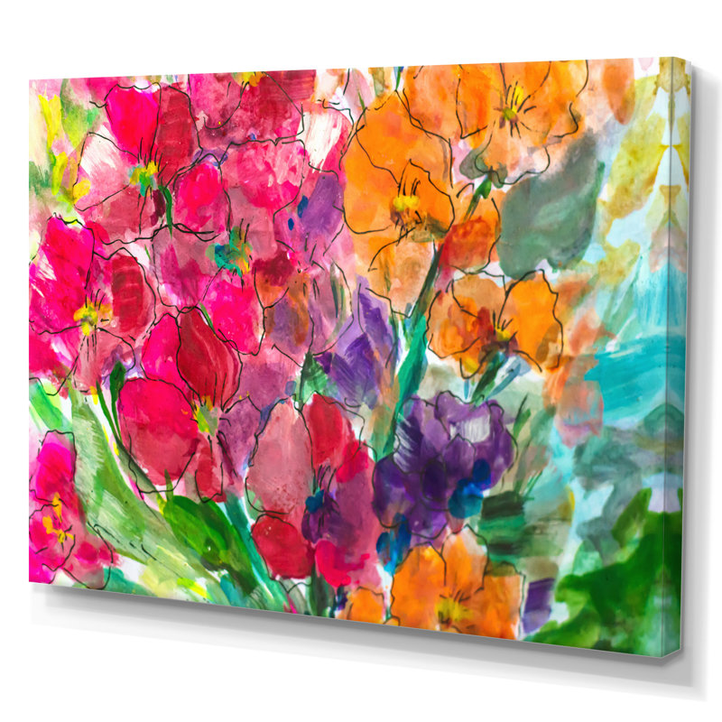 «Bright Vibrant Blossoming Spring Flowers», reproduction sur toile flottante, H 8 po x l 12 po x P 1 po, Toile tendue