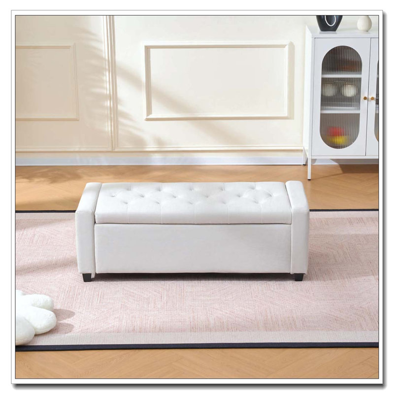 48" Storage Bedroom Bench, Beige