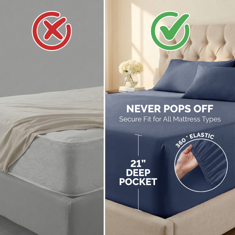 Vilano Springs Extra Deep Pocket Sheet Set, 6-Piece Ultra Soft Microfiber Sheets and Pillow Cases, Wrinkle Resistant, Easy Care
