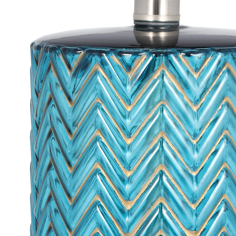 Modern Chevron Textured Table Lamp - 15" x 15" x 28", Blue