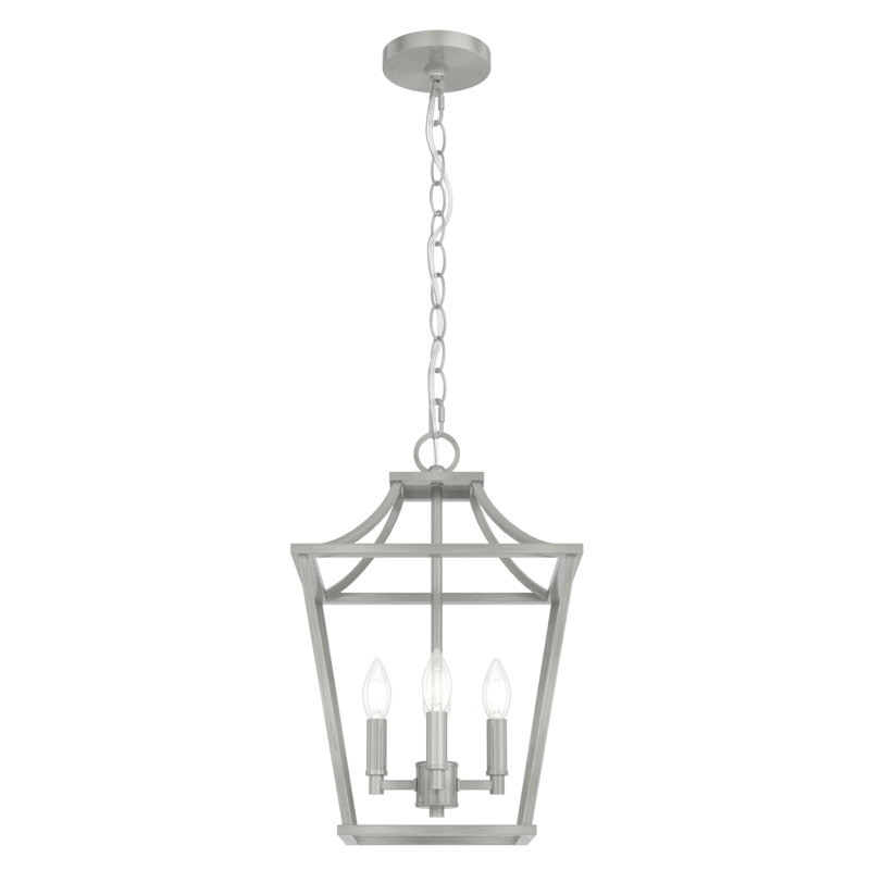 Laurel Ridge 4 - Light Lantern Geometric Chandelier, Brushed Nickel, 18" H x 12" W x 12" D
