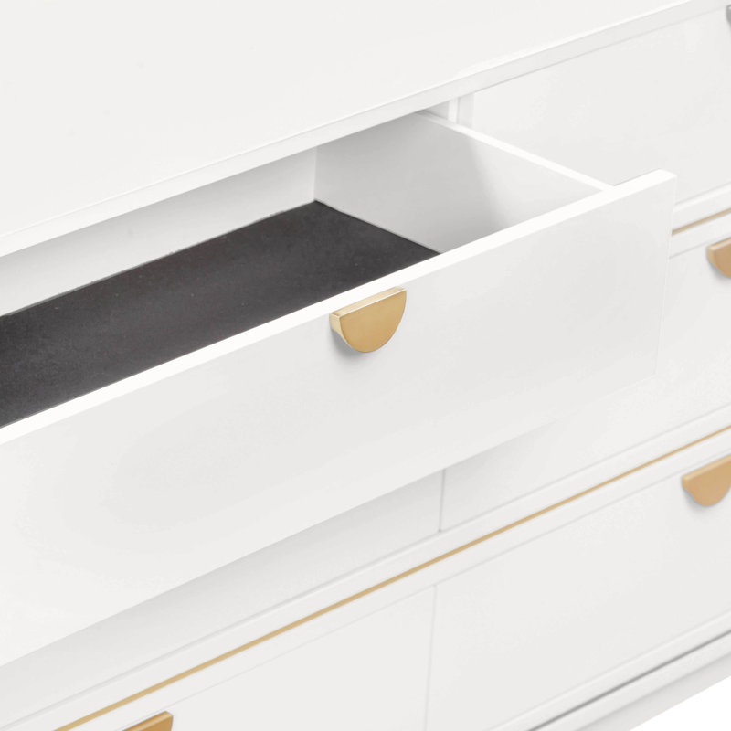 Commode 6 tiroirs Velda, Crème