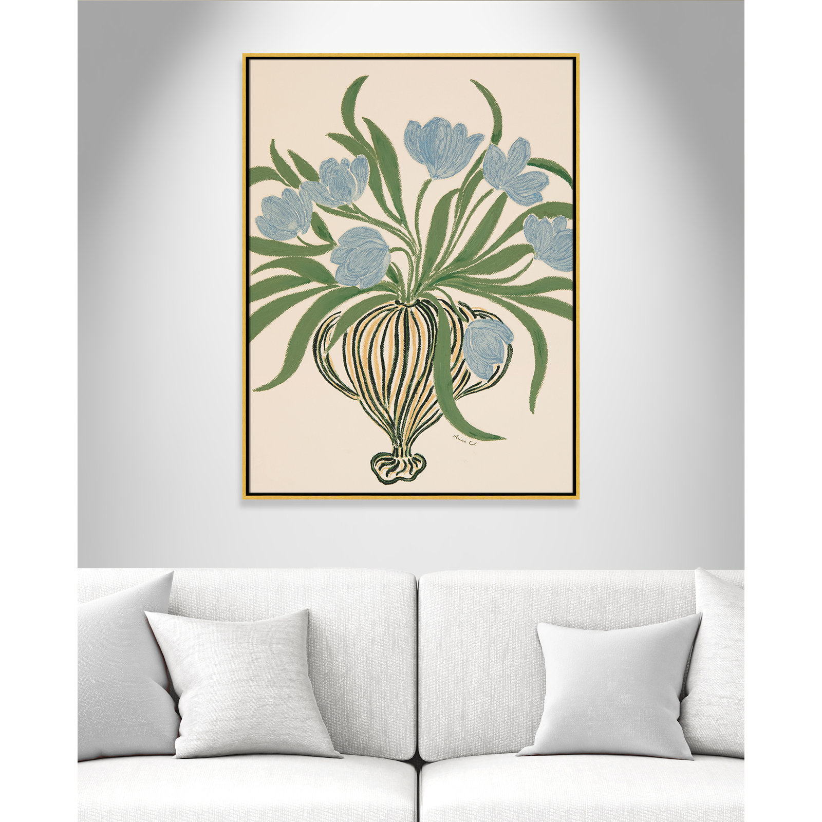 La Poire Blue Tulips Print by Camilla Bergqvist, 41.5" H x 31.5" W, Gold