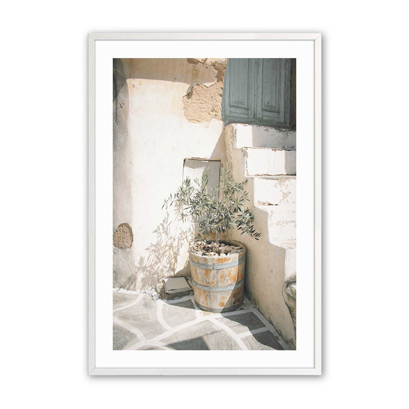 Imprimé d'olivier au soleil, Cadre simple blanc opaque, H 25 po x l 19 po x P 1,25 po