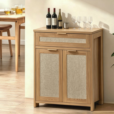 Buffet en rotin, armoire de rangement de style campagnard avec tablette réglable