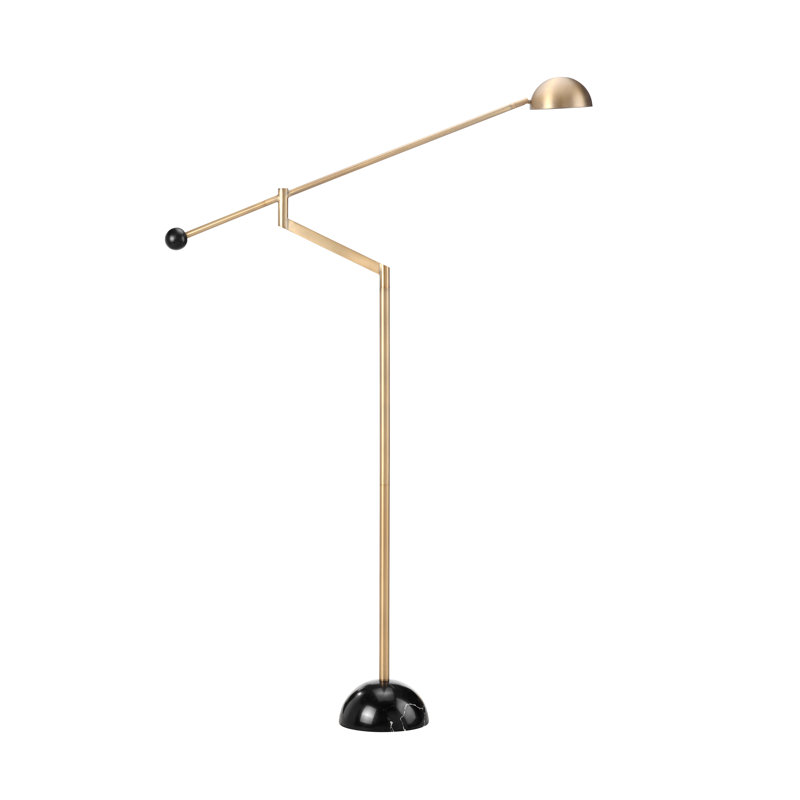 62.5" Marble Floor Lamp With Gold Shade