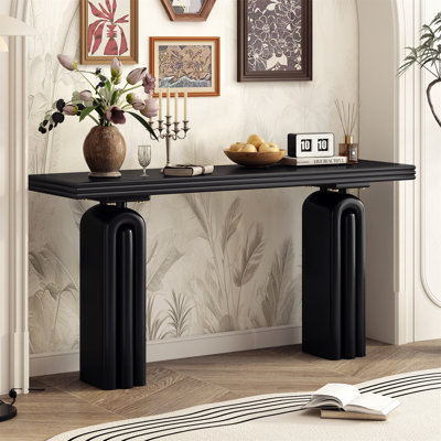 Chic and Elegant Acacia Veneer Console Table with Curved Silhouette, Ideal for Entryway, Hallway, Living Room, Foyer, and Corridor