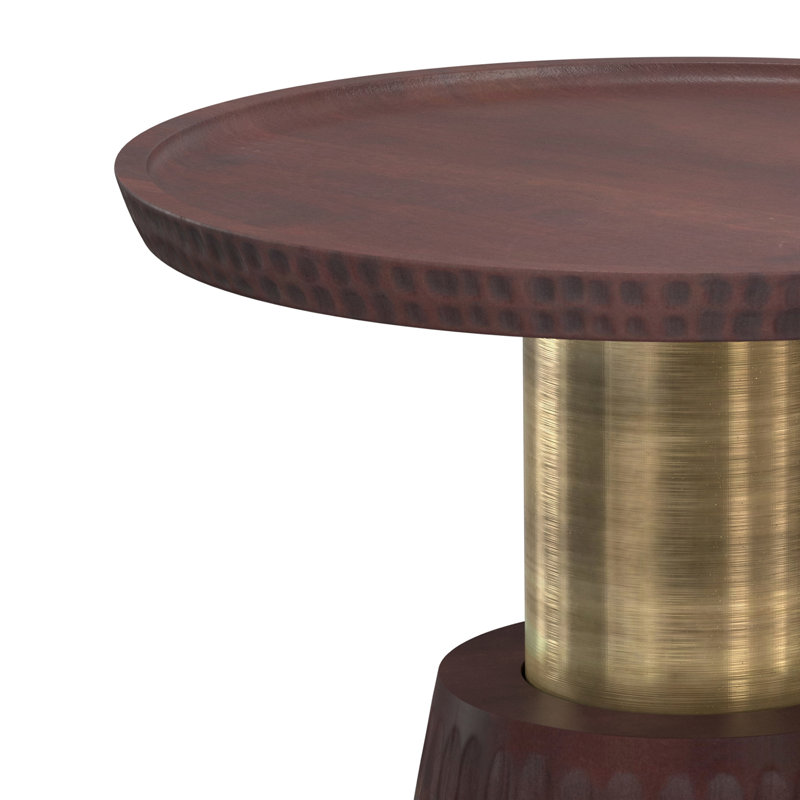 Table d'appoint Breanna, Plateau noyer brun / base brun doré