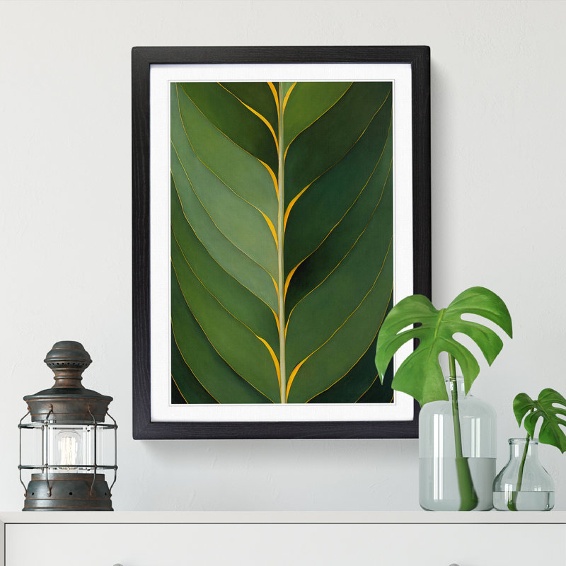 FRM-V0523-1864X Plant Leaf Art Vol.5 - Picture Frame Print, 34cm H x 25cm W x 2cm D, Black
