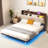 Upholstered Platform Storage Bed with LED Lights-527333900-527333902
