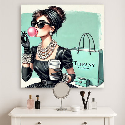 Tiffany Style Chic: Glamorous Fashionista Canvas Wall Art