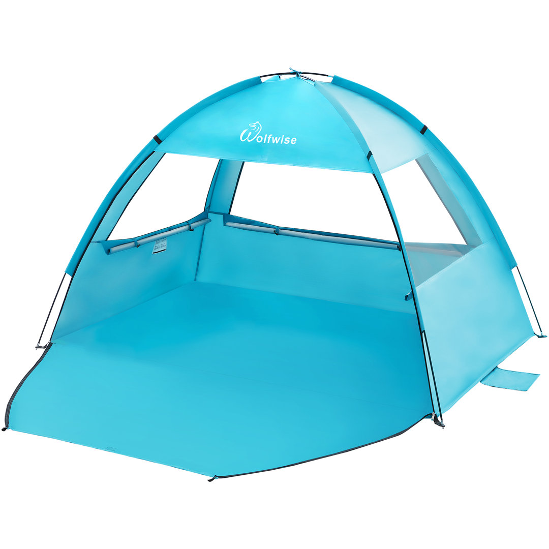 Easy Set Up Beach Tent Upf 50+ Sun Shelter Canopy Tent For 2-3 Person, Lightweight Cabana, Blue