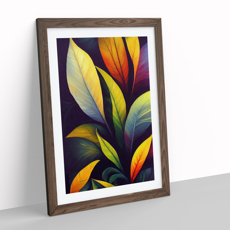 Leaves - Framed Print, 64cm H x 46cm W x 2cm D, Walnut