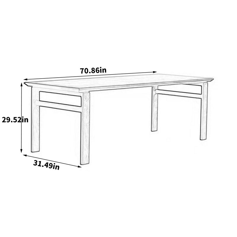 Walnut Solid Wood Dining Table, 29.52"H x 70.86"L x 31.49"W