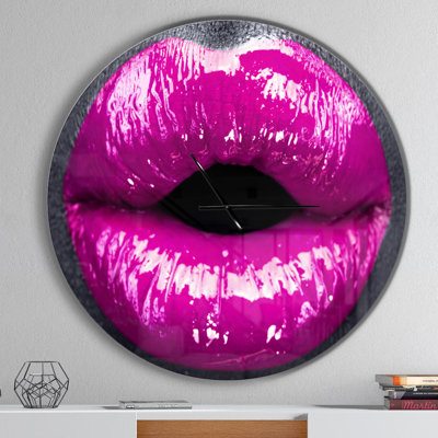 Purple Lip Makeup - Modern wall clock