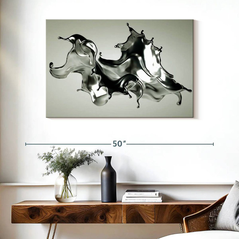 Avery Abstract Silver, 26" H x 39" W