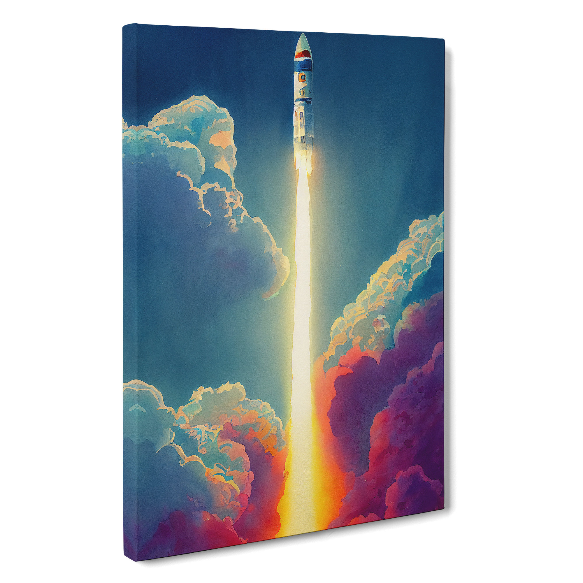 Latitude Run The Bright Spaceship Rocket - Wrapped Canvas Painting ...
