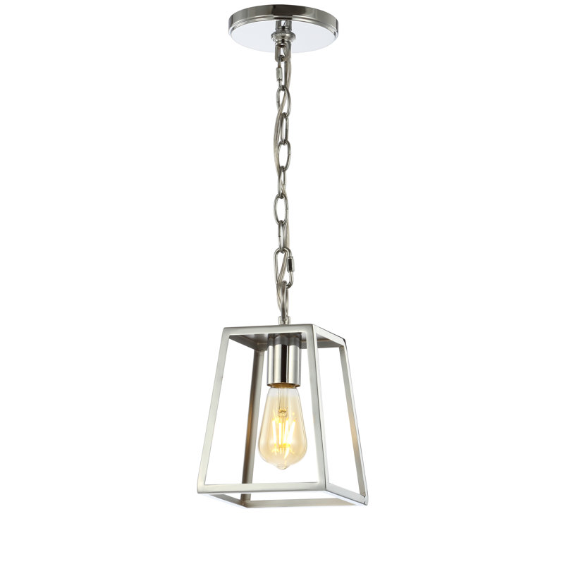 Luminaire suspendu géométrique à 1 lumière Braswell, Chrome