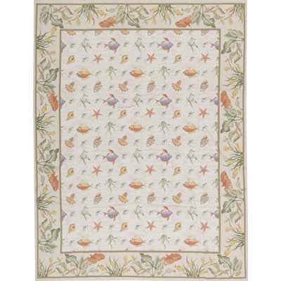 Tapis ivoire et beige noué à la main de haute qualité