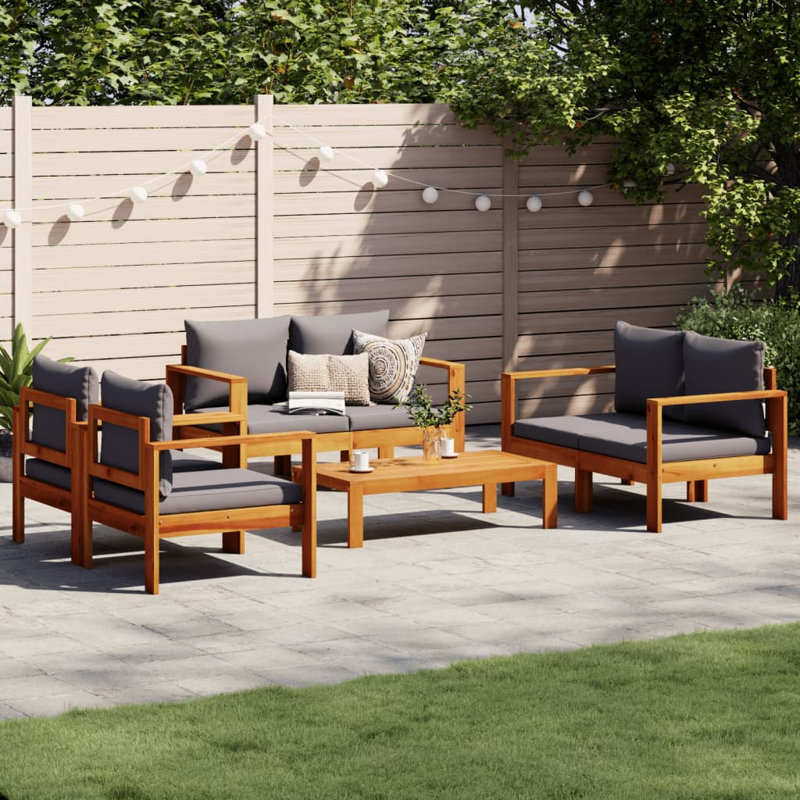Wicker 6 - Person Garden Lounge Set with Cushions