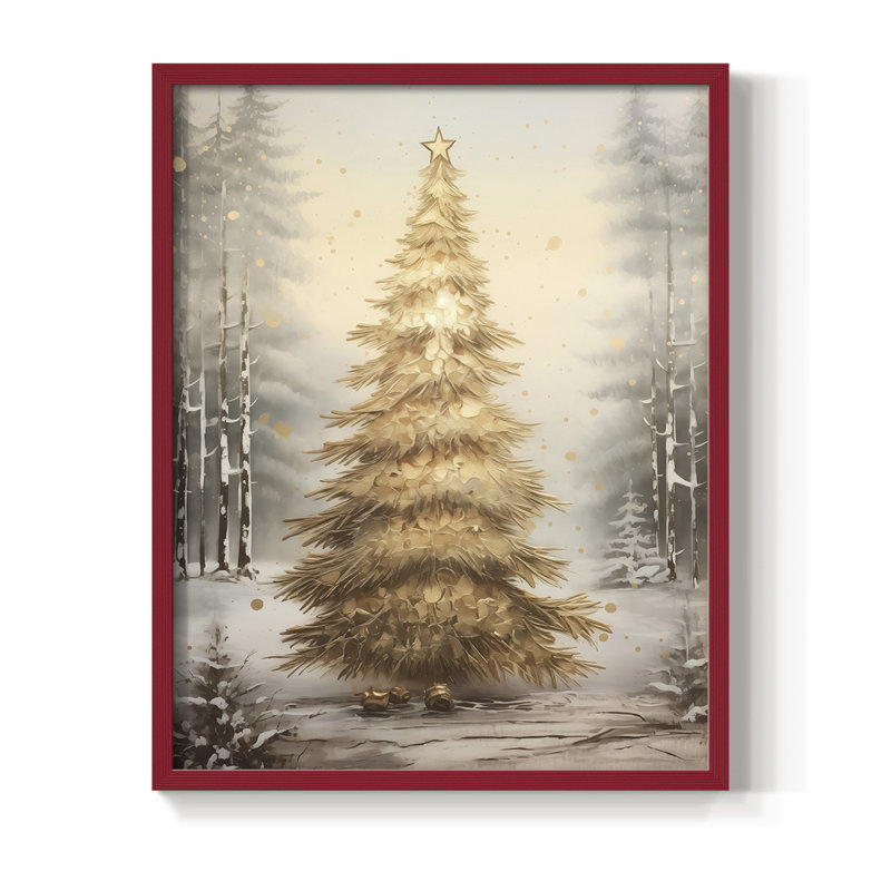 «Christmas Holiday Art», impression encadrée en bois massif, H 21 po x l 17 po, Rouge