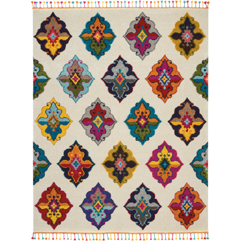 Tapis ivoire Lucina Tribal Bohemian, Rectangle 7 pi 10 po x 10 pi 6 po