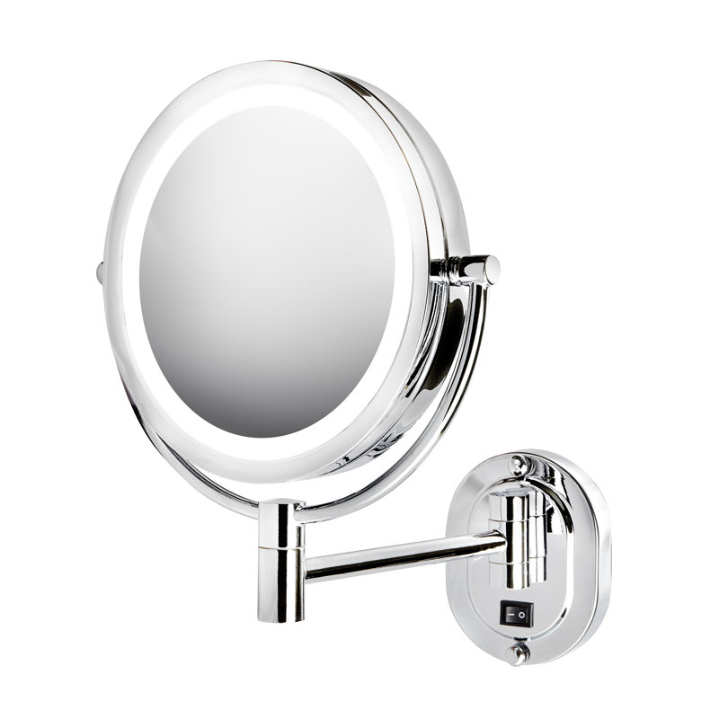 Jerdon 8" Lighted Wall Mount Magnified Makeup Mirror, Direct Wire