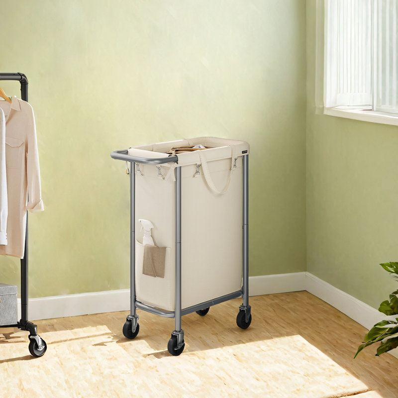 Laundry Basket With Wheels, Cream White
