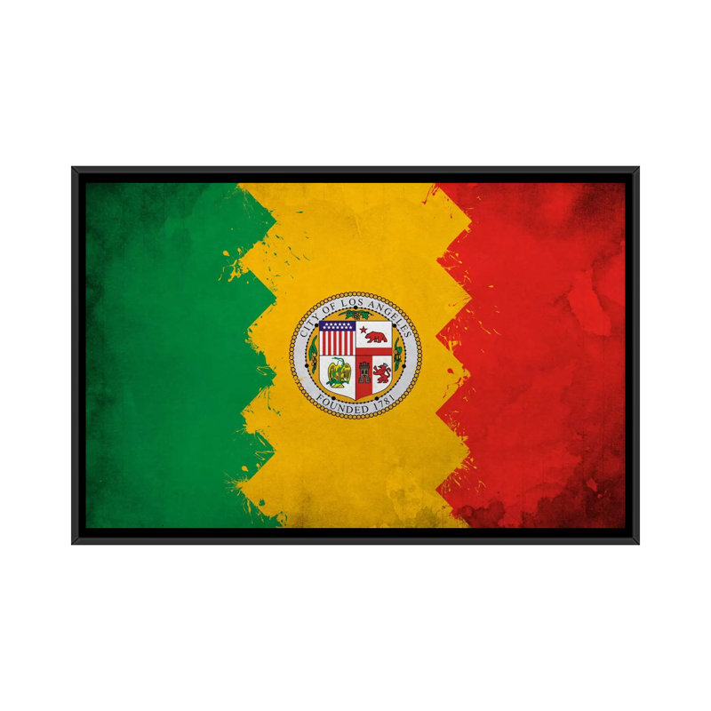 « los angeles, californie grunge », impression sur toile peinte, H 18 po x l 26 po x P 1,5 po, Toile avec cadre noir