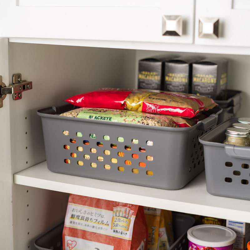 IRIS Medium Plastic Storage Baskets, Gray