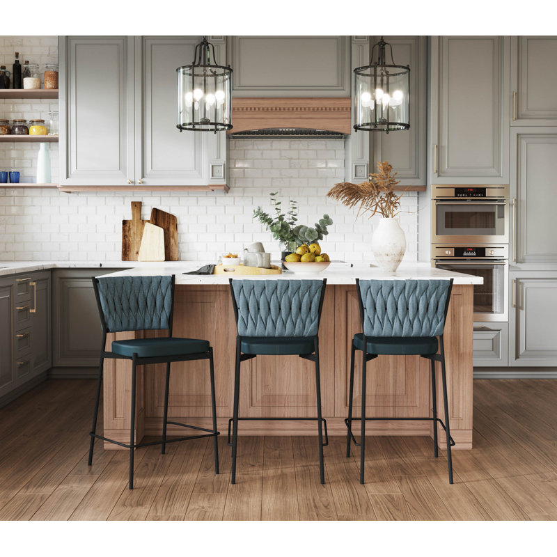 Benley Braided Fixed-Height Counter Stools, Green