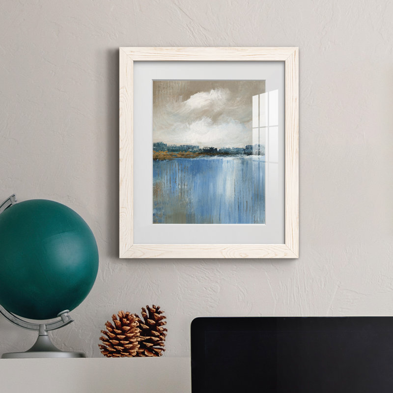 Vent et eau - Peinture encadrée, H 20 po x l 17 po x P 1,5 po, Blanc