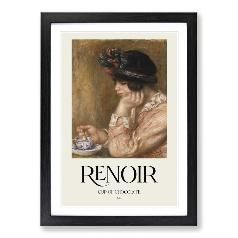 Cup Of Chocolate by Pierre-Auguste Renoir - Single Picture Frame Print, Black Framed, 36cm H x 27cm W x 2cm D