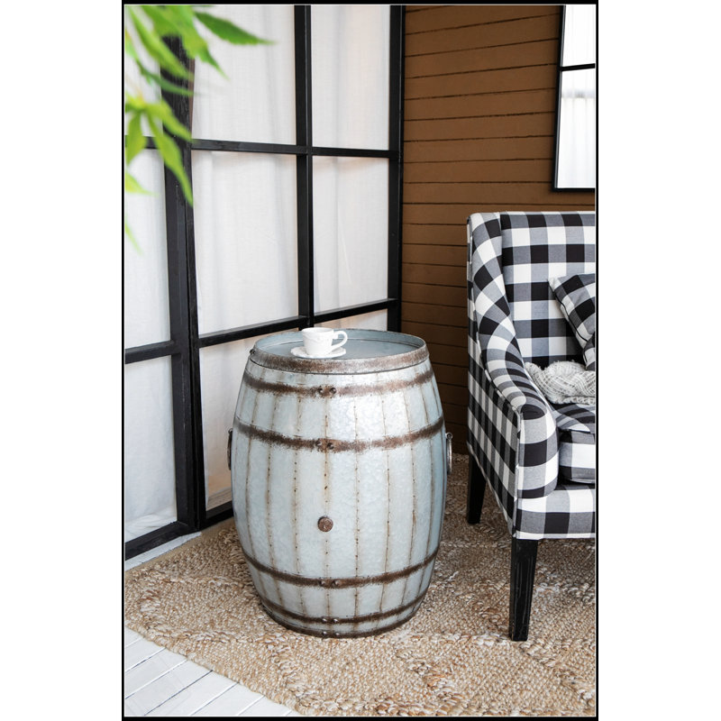 Table d'appoint tambour rustique avec rangement rustique, parfaite pour un décor industriel et de maison de campagne