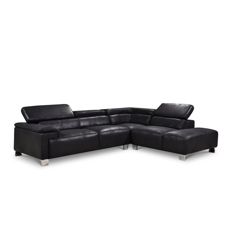 Kulveer 5 Seater Corner Sofa , Black, Right Hand Facing